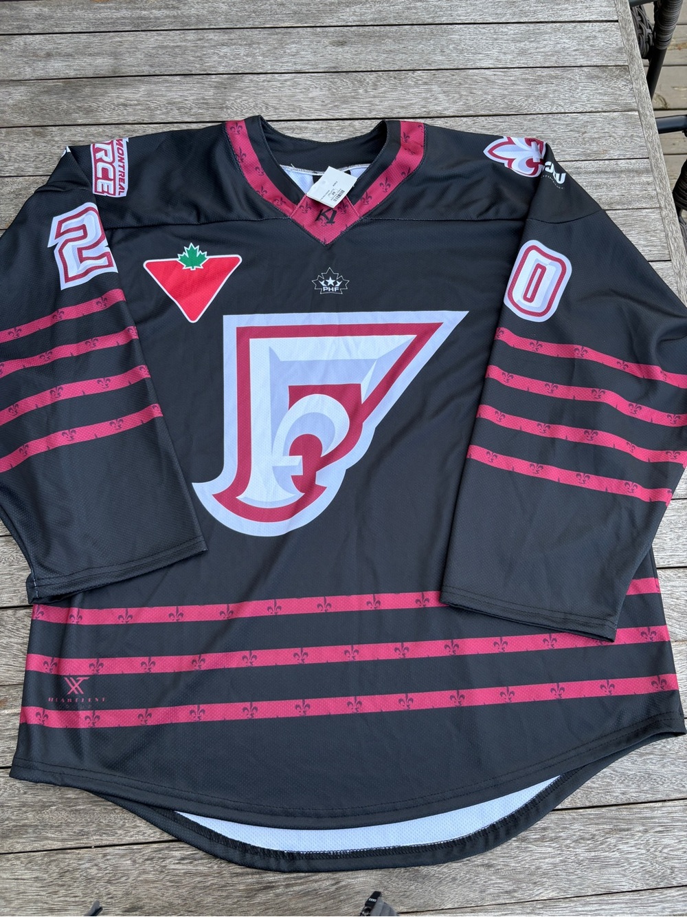 Montreal Force Unisexe White & Red Hockey Jersey # 20 Veillette